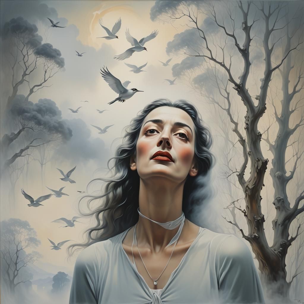 Mysterious Woman in Soft Fog