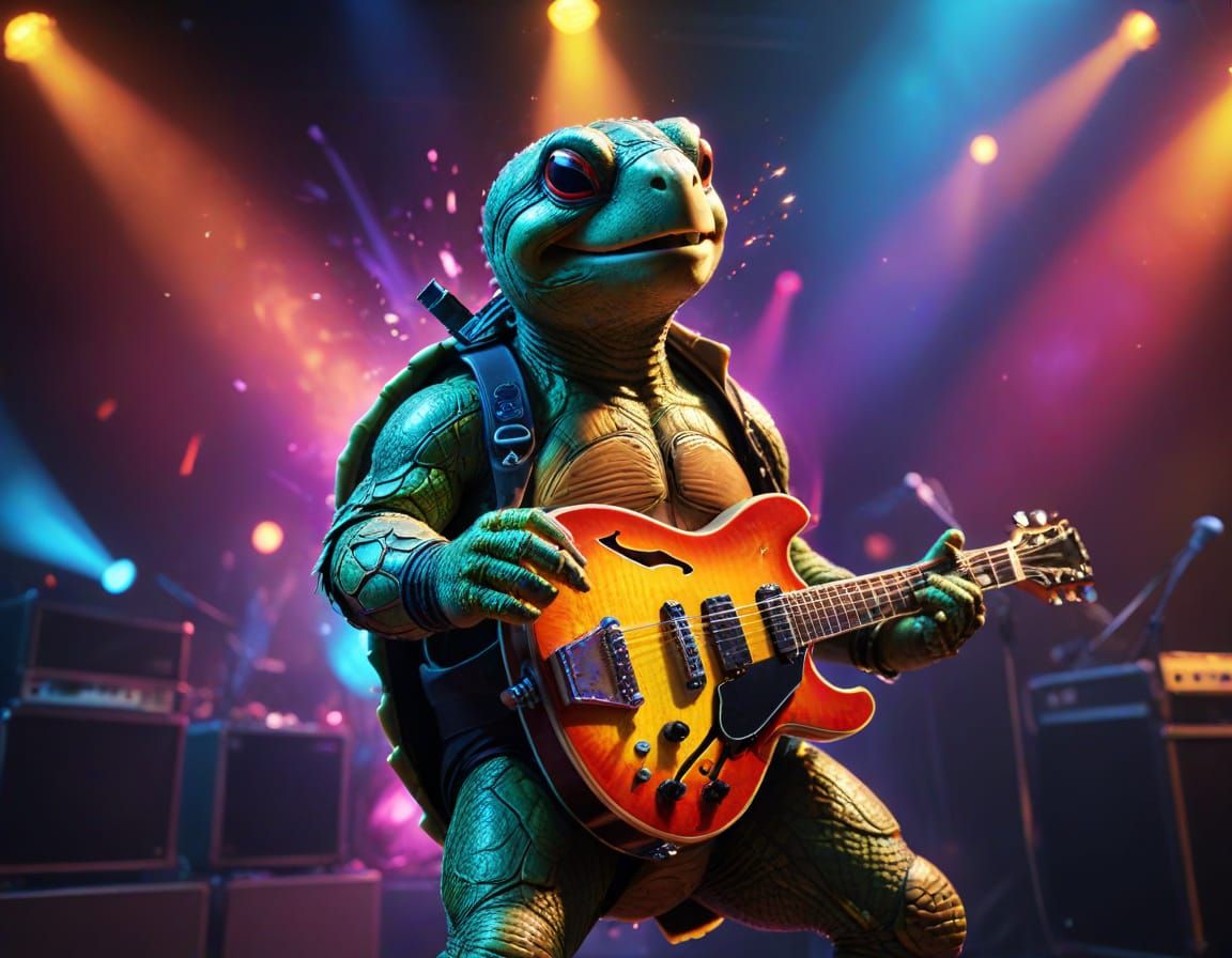 Singing Rock Star Turtle Concept Art