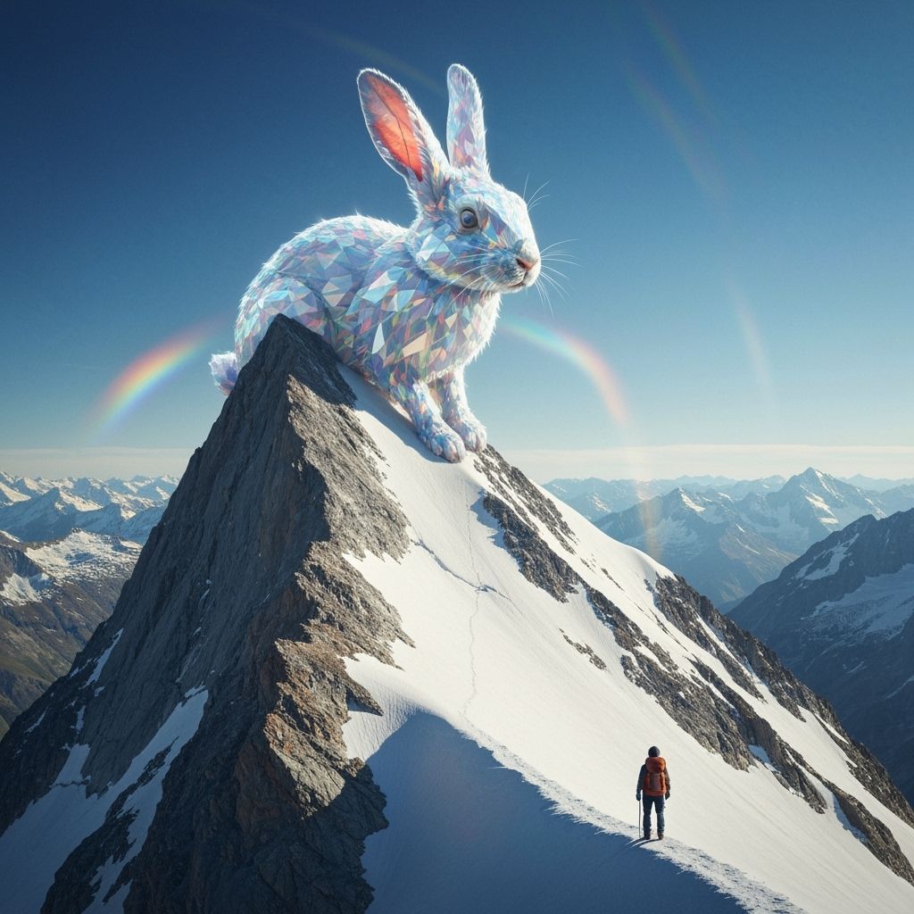 Giant Crystal Rabbit Over Swiss Alps