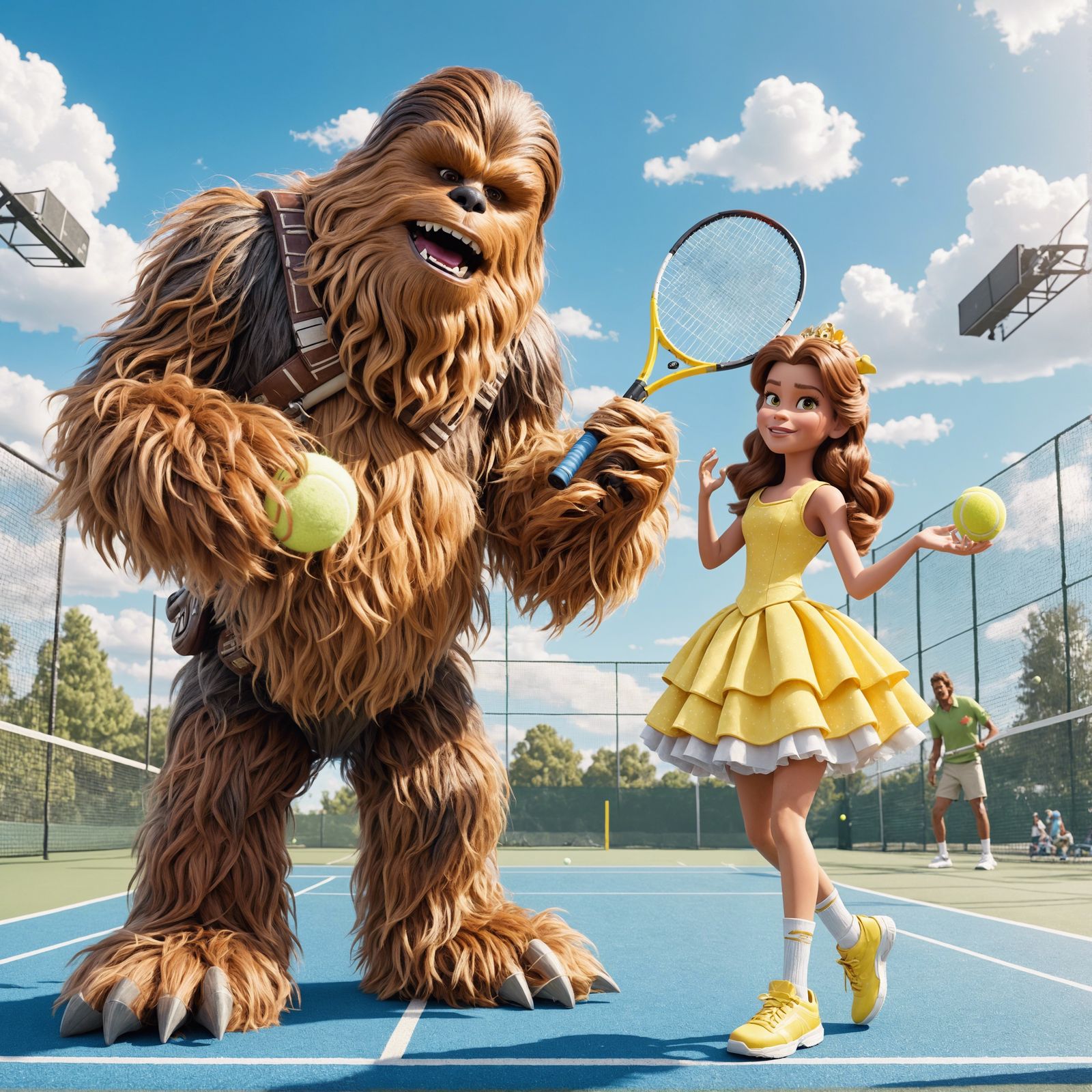 Tennis Match in a Whimsical Princely Realm