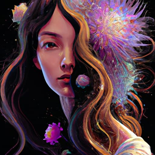 Galactic Bloom - Cosmic Flower Portrait