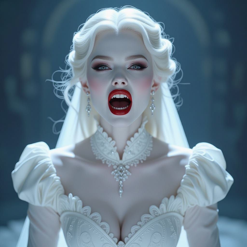 Gothic Vampire Woman Screaming in Ethereal Light