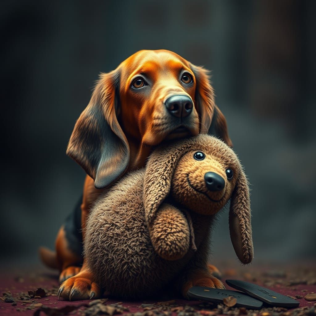 Basset Hound and Dachshund in a Grand, Detailed Scene
