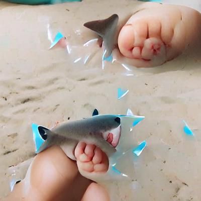 A Baby Shark Dances in Harmonious Oceanic Splendor
