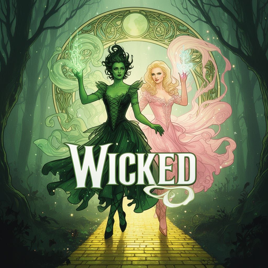 Wicked Movie Poster: Elphaba and Glinda in Magical Realism S...
