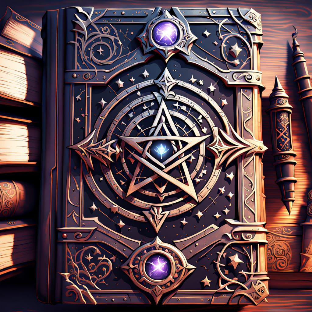 Anime Spell Book on Dusty Table