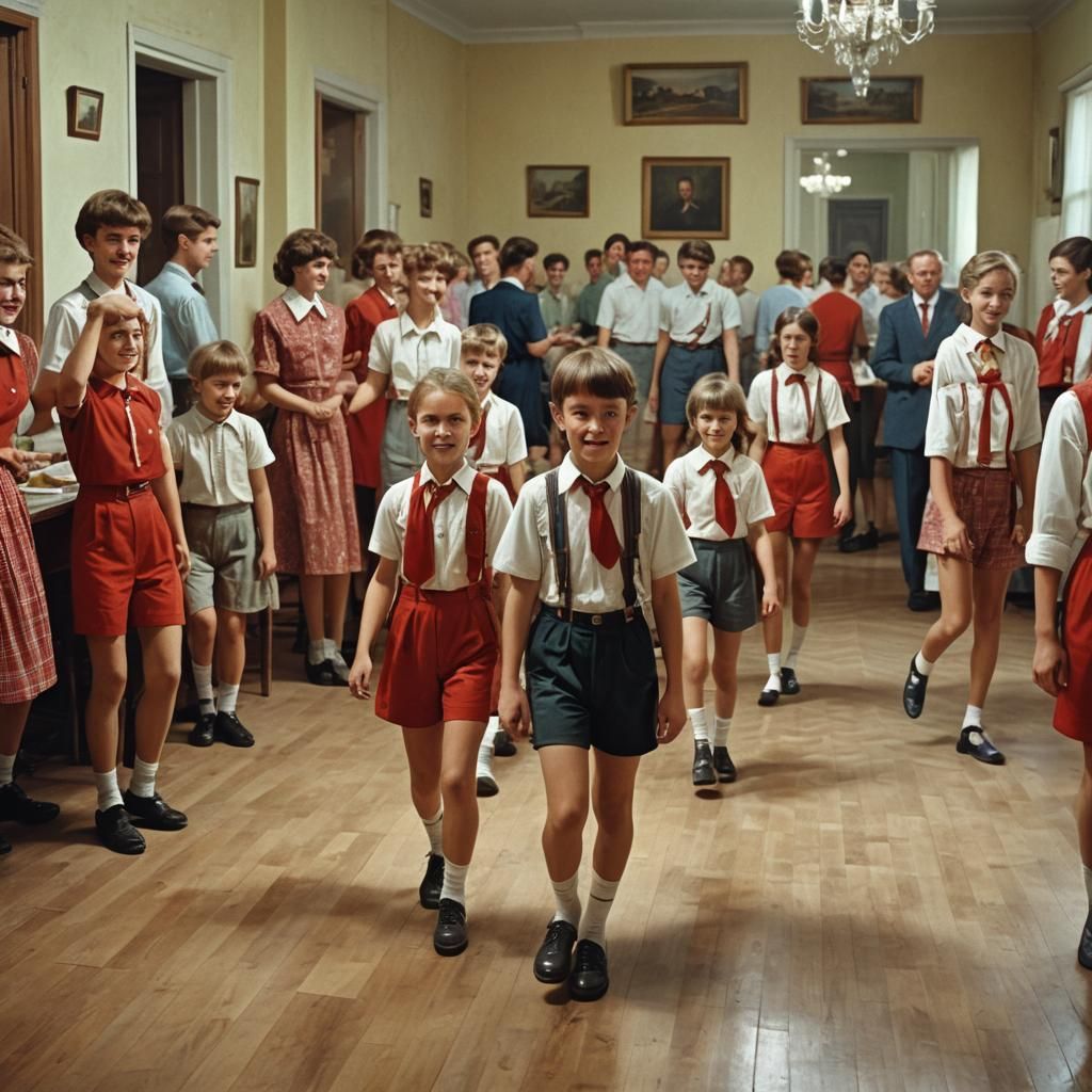 Soviet Summer Cheer: Young Pioneers Enjoy a Meal