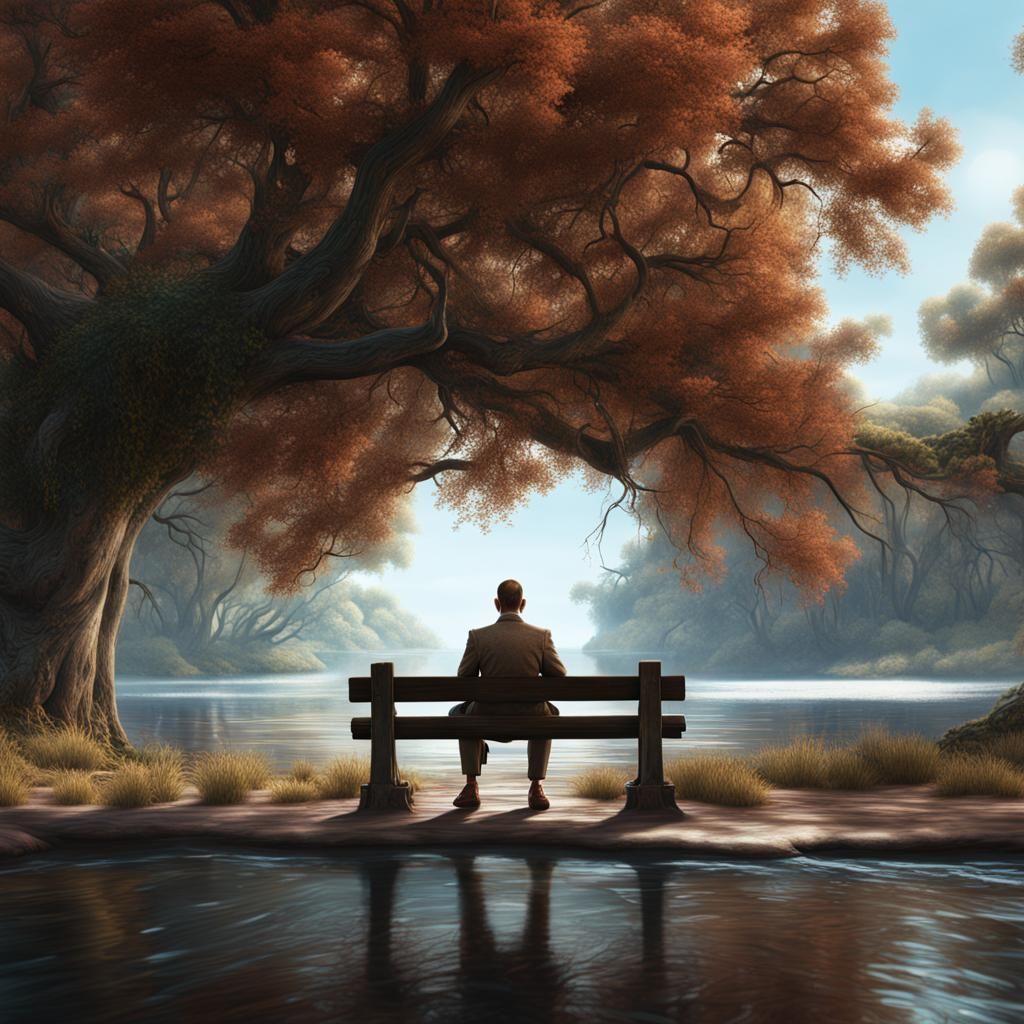 Forrest Gump in Fantastical Landscape