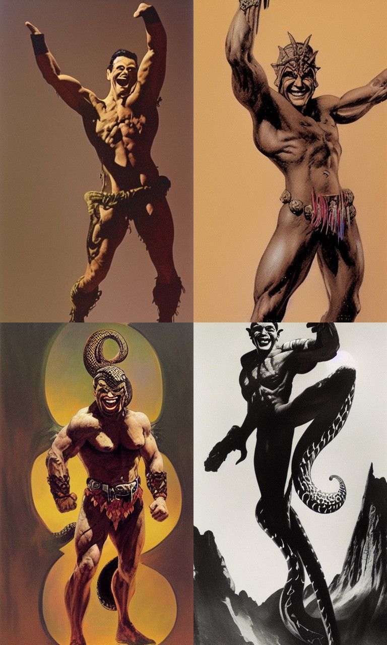 Apocalyptic Snake Man with Frazetta's Broadway Smirk