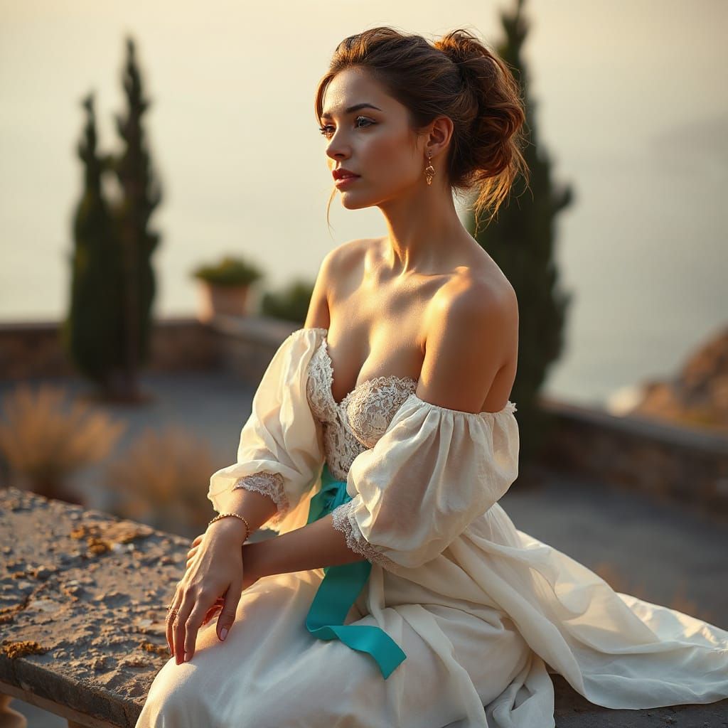 Elegant Woman in Timeless White Gown