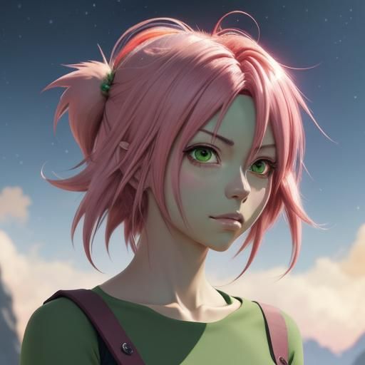 Breathtaking Anime Key Visual of a Pink-Haired Grinch Girl