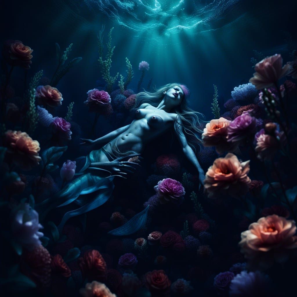 Mysterious Mermaid Lurks in Dark Ocean Abyss