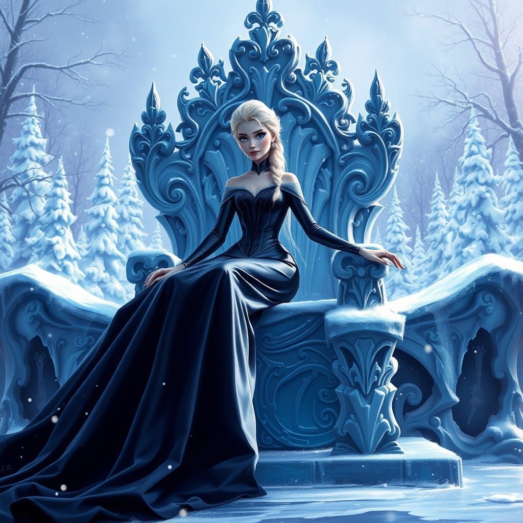 Elsa in Dark Fantasy Winter Wonderland