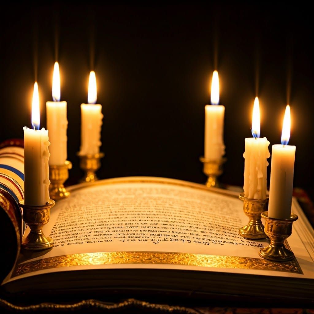 Torah Scroll Illuminated by Soft Golden Light