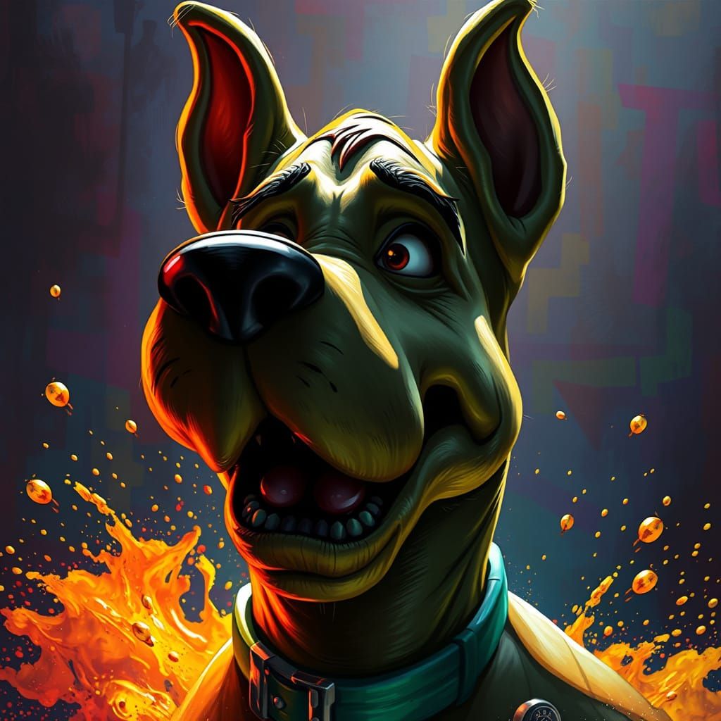 Gothic Scooby Doo Hyperrealistic Splash Art