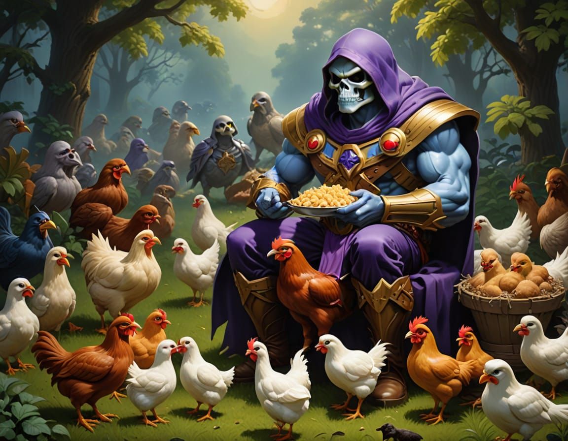 Skeletor Tending His Flock in a Fantasy Realm