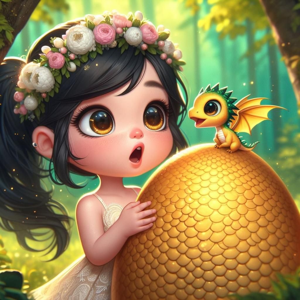 Fairy Discovers Majestic Golden Dragon Egg