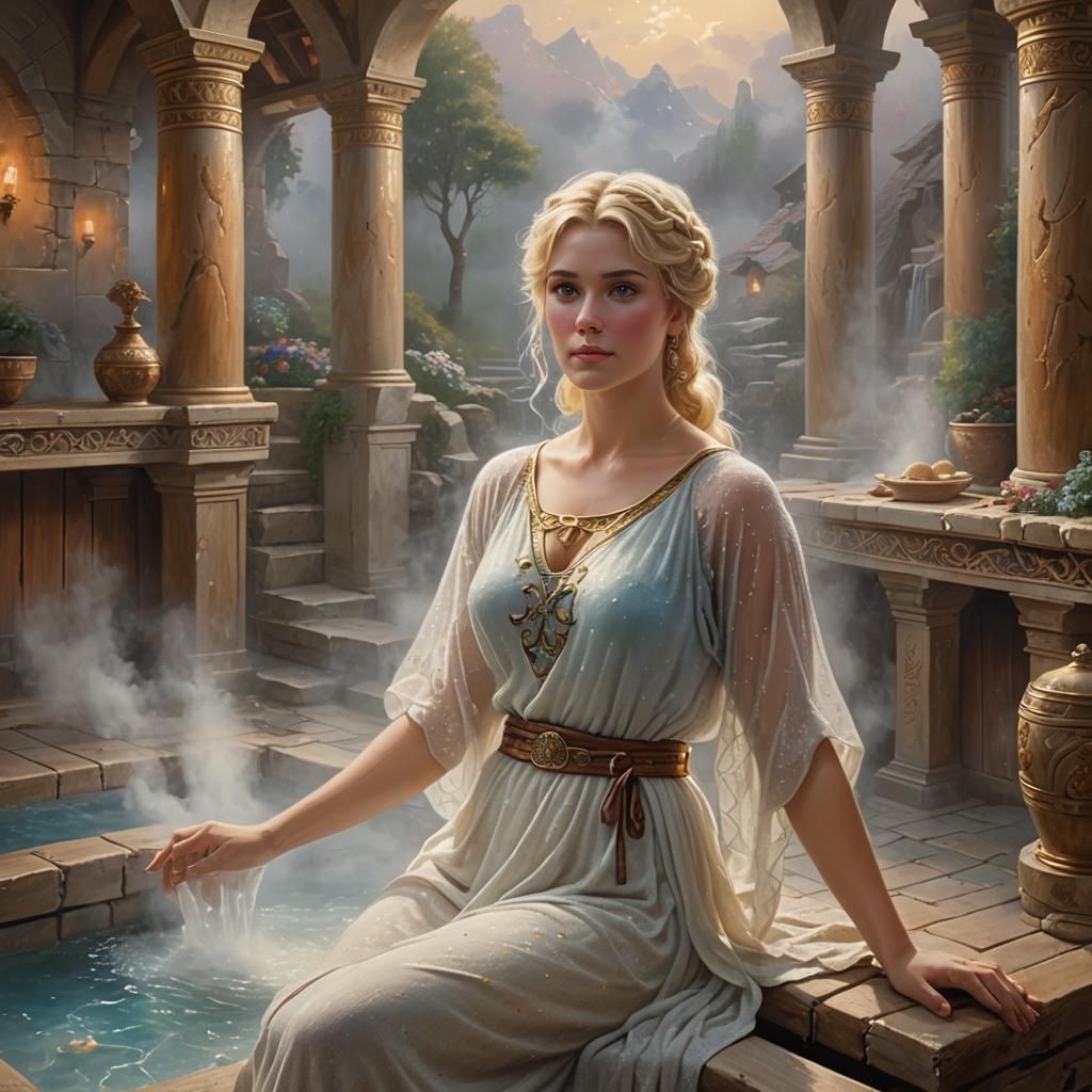 Ethereal Fantasy in Roman Sauna Splendor