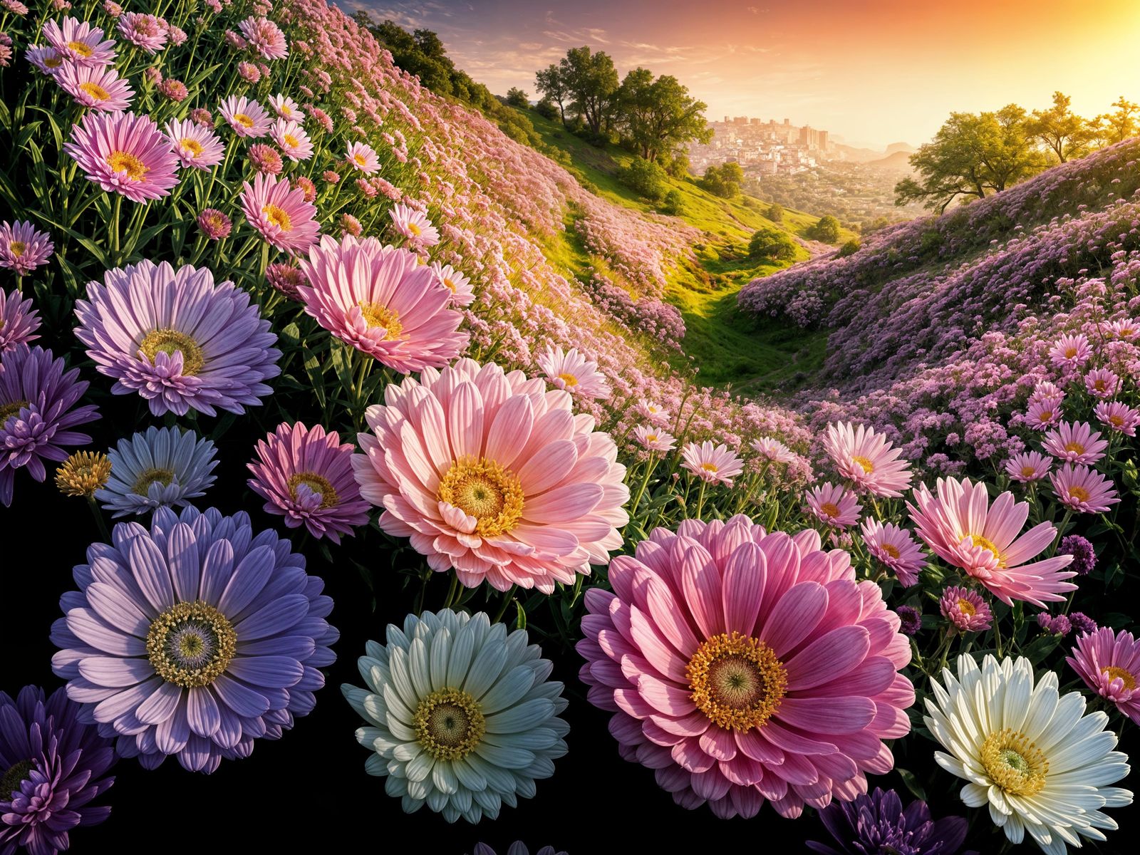 Vibrant Springtime Blooms in a Lush Garden