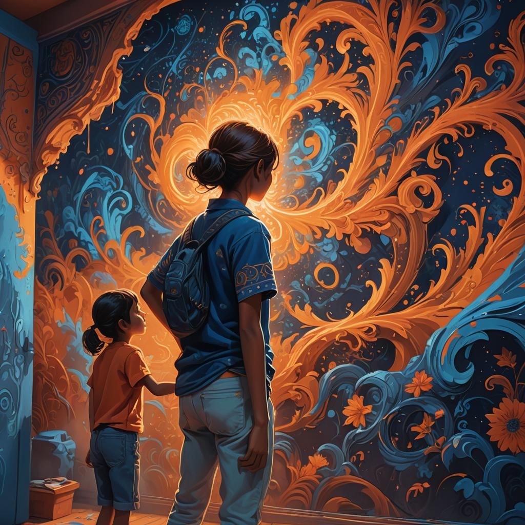 Girl Unleashes Magic with Vibrant Mural