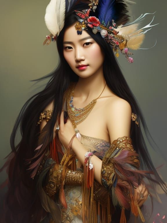 Ethereal Queen in Vibrant Triadic Hues