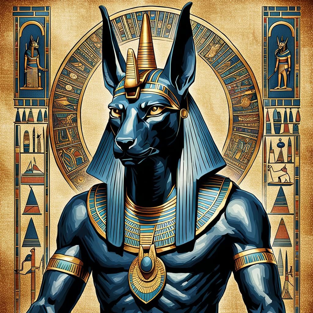 Ancient Egyptian God Anubis in Dark Mystical Style