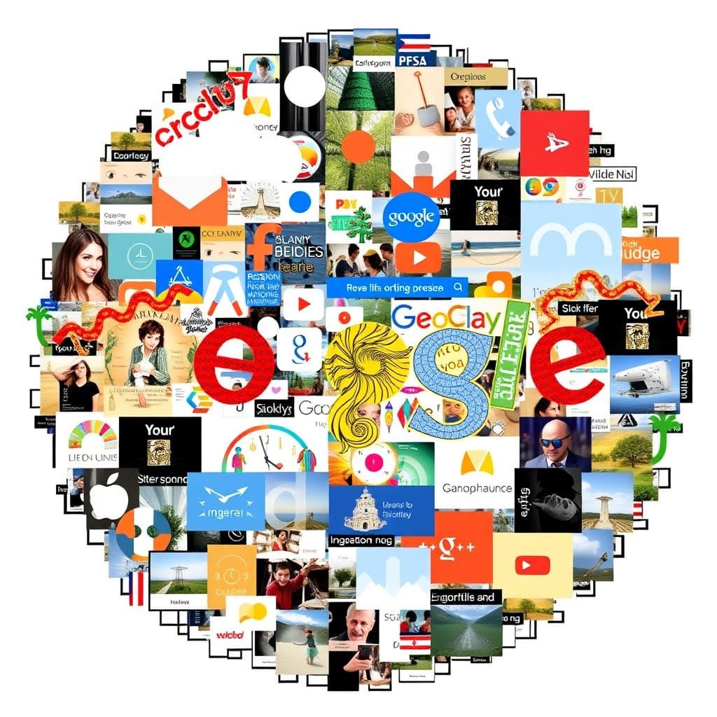 Cosmic Digital Collage in Vibrant Cyberpunk Aesthetic