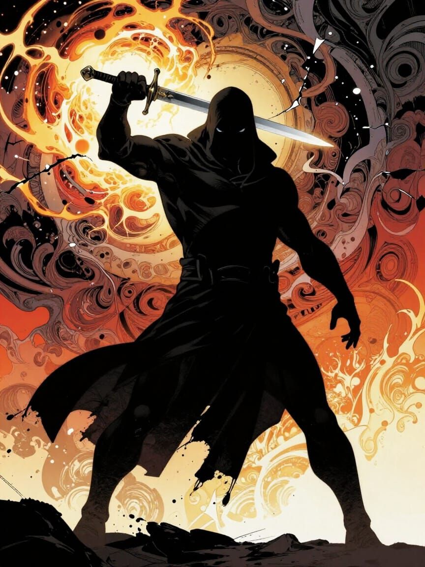 Comic Book Cover Art: Cloaked Figure Wielding Cosmic Energy