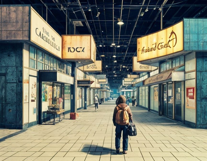 Mall Twilight Wanderer Captured in Moody Atmosphere