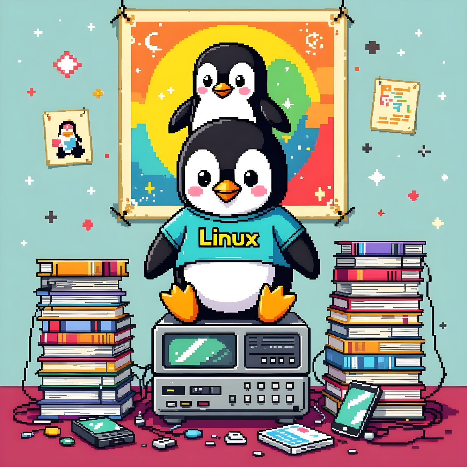 Retro Pixel Penguin on Vintage Computers