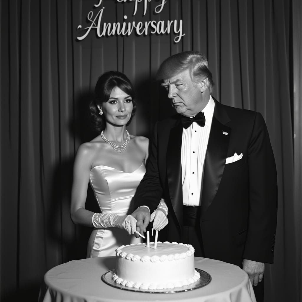 Classic Hollywood Couple in Noir Anniversary Scene
