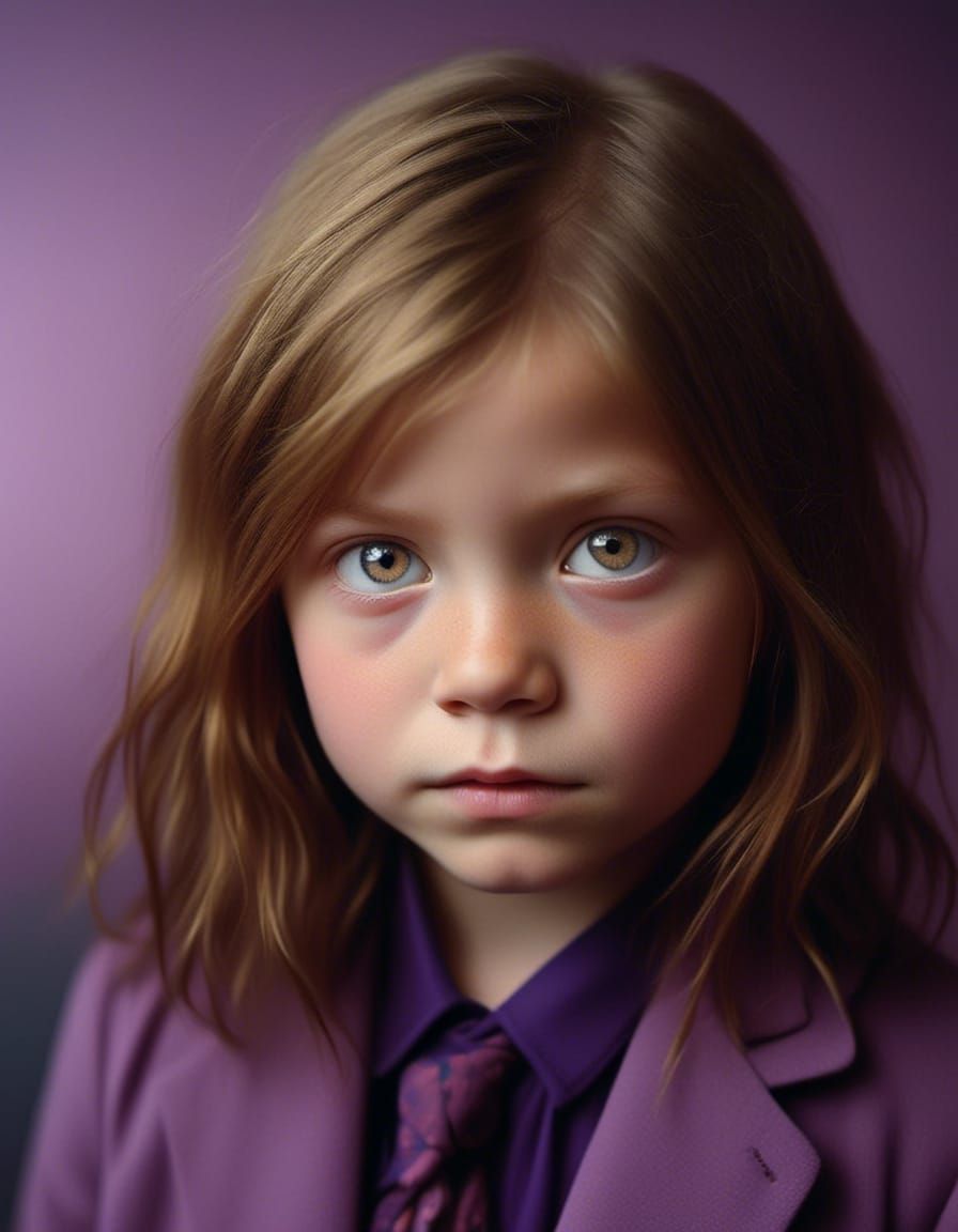 Adorable Young Professional in Vibrant Purple Suit