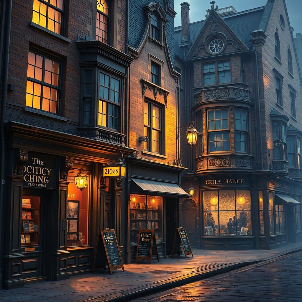 Vibrant Fantasy Shopfronts on the Royal Mile in Stunning Unr...