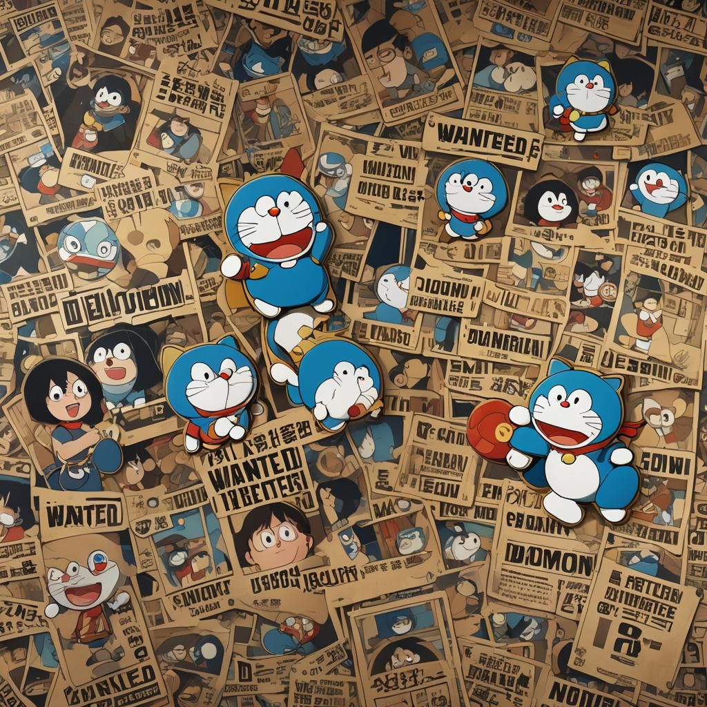 Wanted Poster of Doraemon in Stunning 8K Resolution