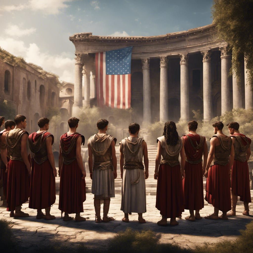 Roman Teen Salute the American Flag