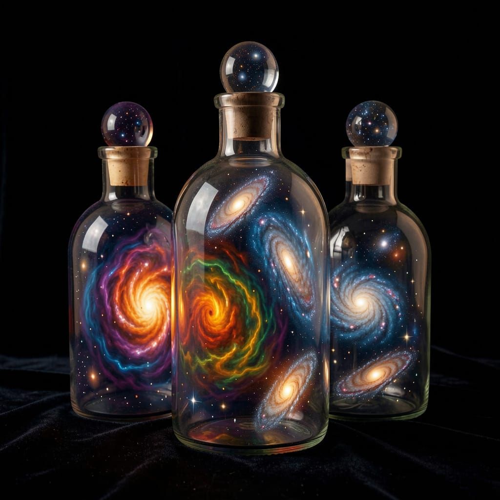 Bottled Galaxies: Surreal Abstract Art in Antique Vials