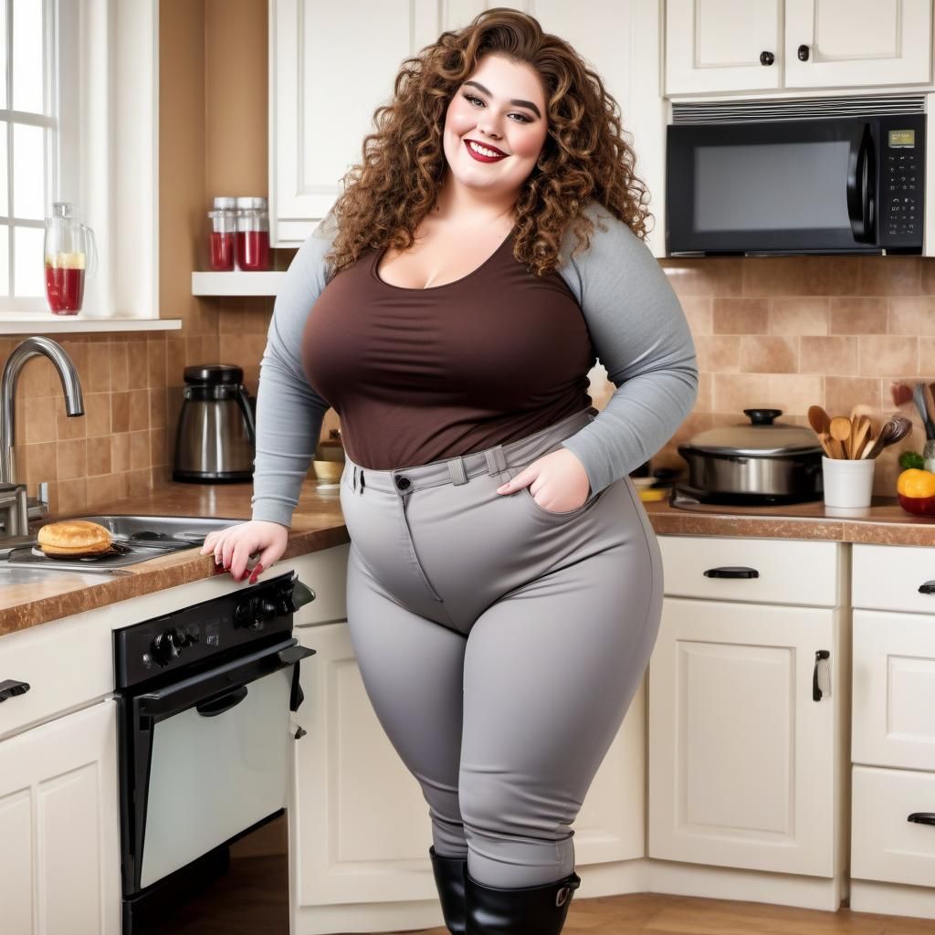 Sultry Beauty in a Luxurious Kitchen Setting