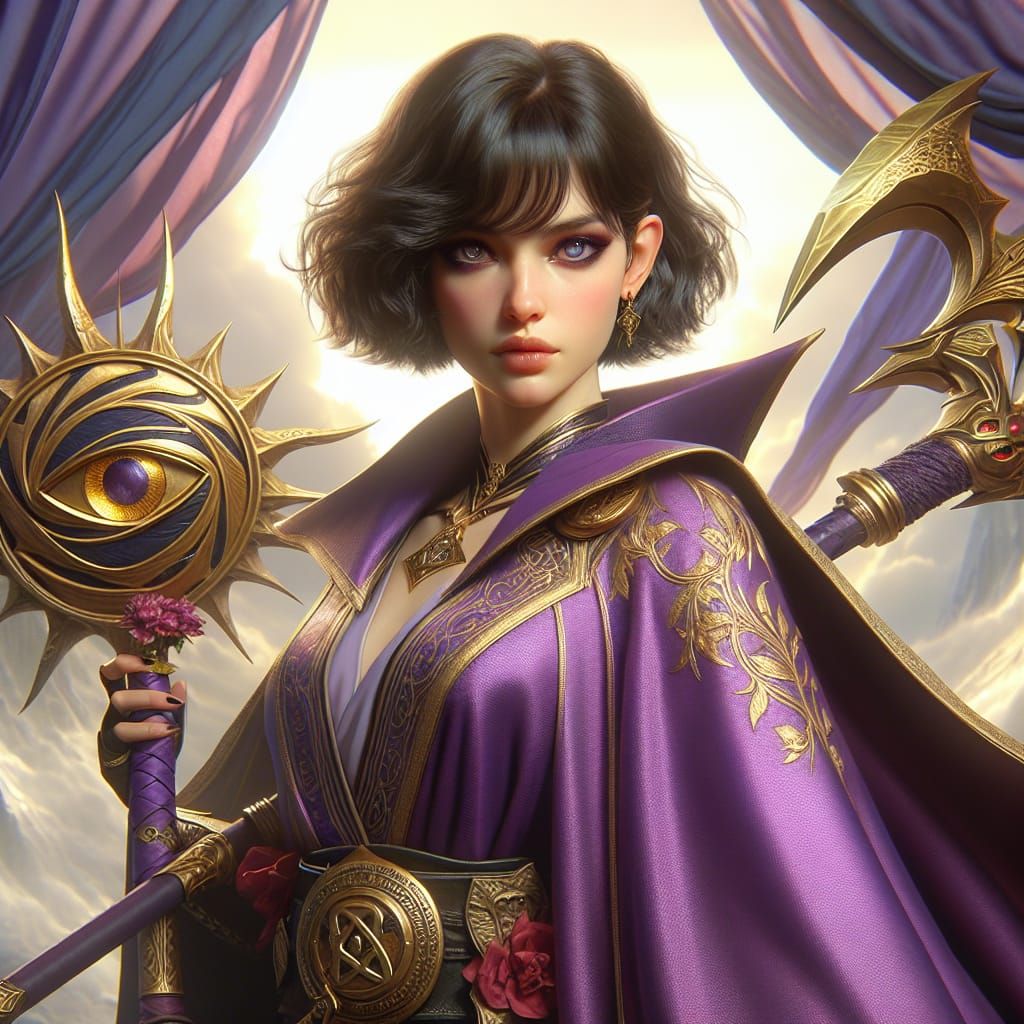 Fantastical Tiamat Cleric in a Detailed Matte Painting Style