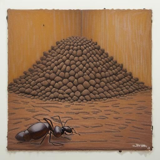 Realistic Ant Hill Scene in Oil Pastel Style