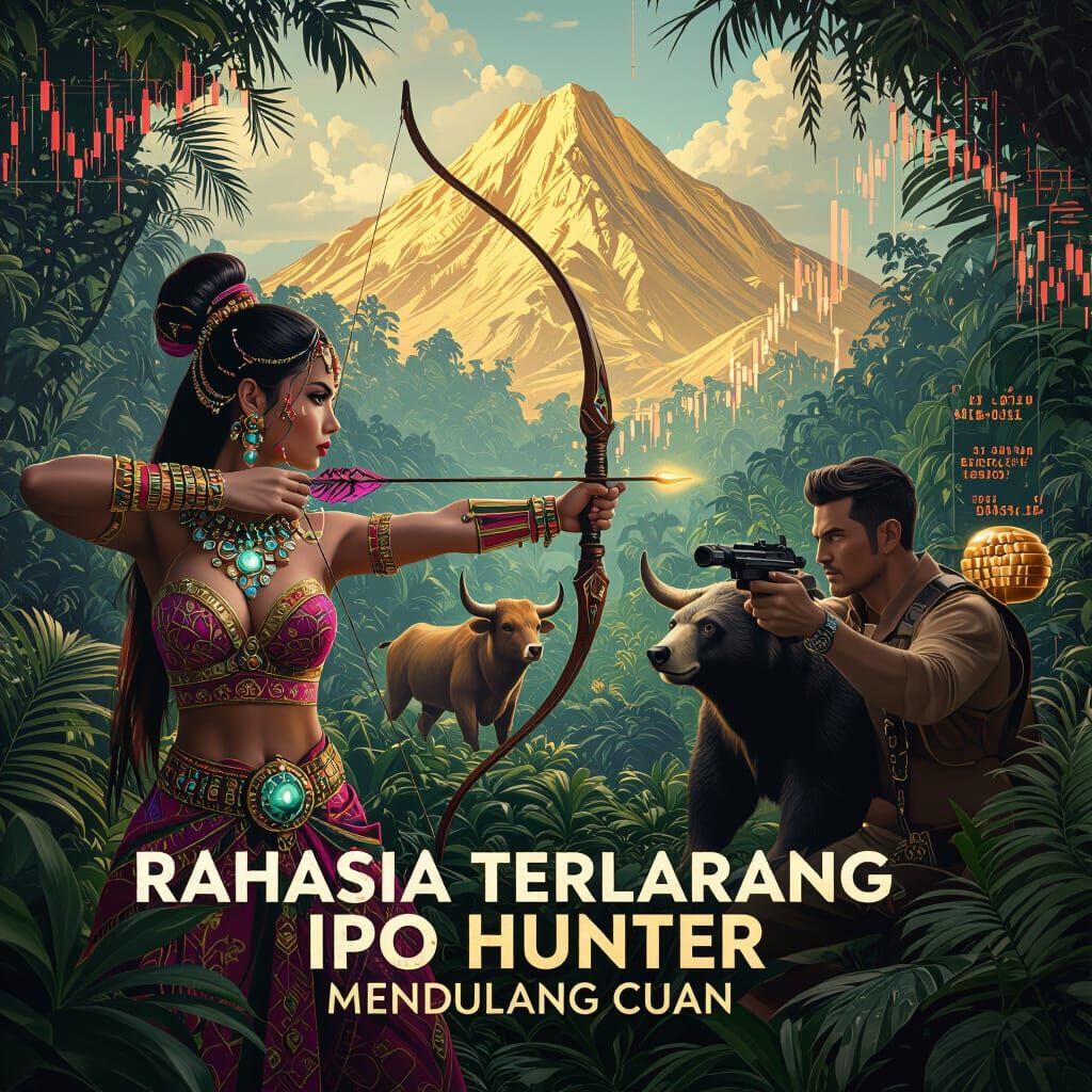 Hyperrealistic Jungle Archer with Stock Market Elements