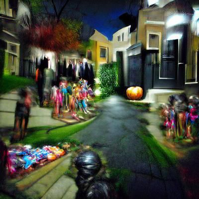 Mysterious Moonlit Halloween Night Scene in Dark Gothic Styl...