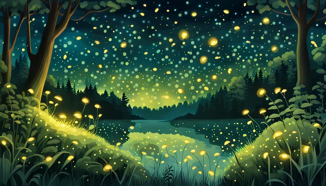 Whispering Woodland Enchanted by Dazzling Firefly Dance