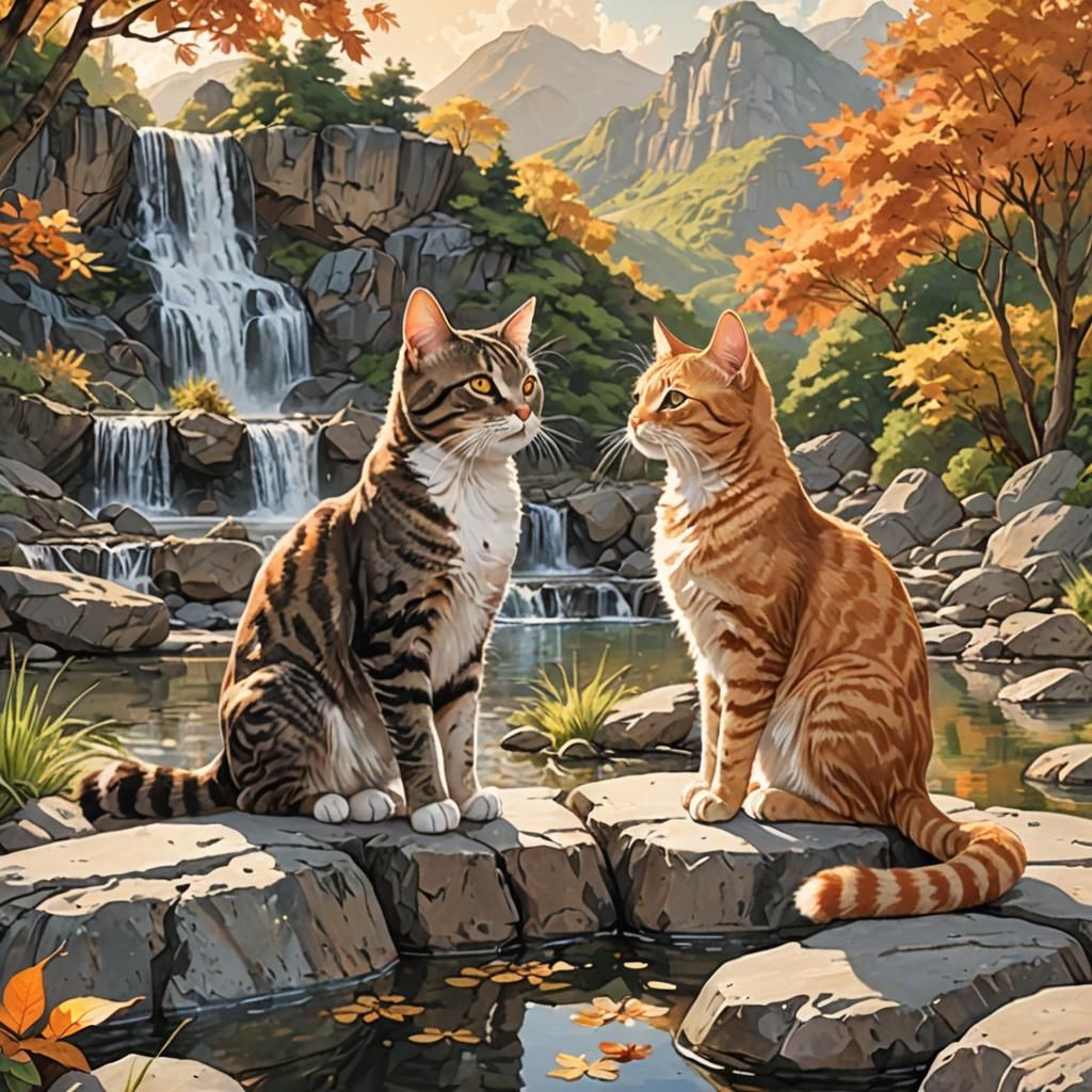 Peaceful Feline Scene in Idyllic Landscape