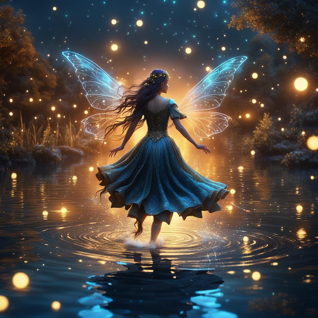 Ethereal Fairy Walks Upon Celestial Waters