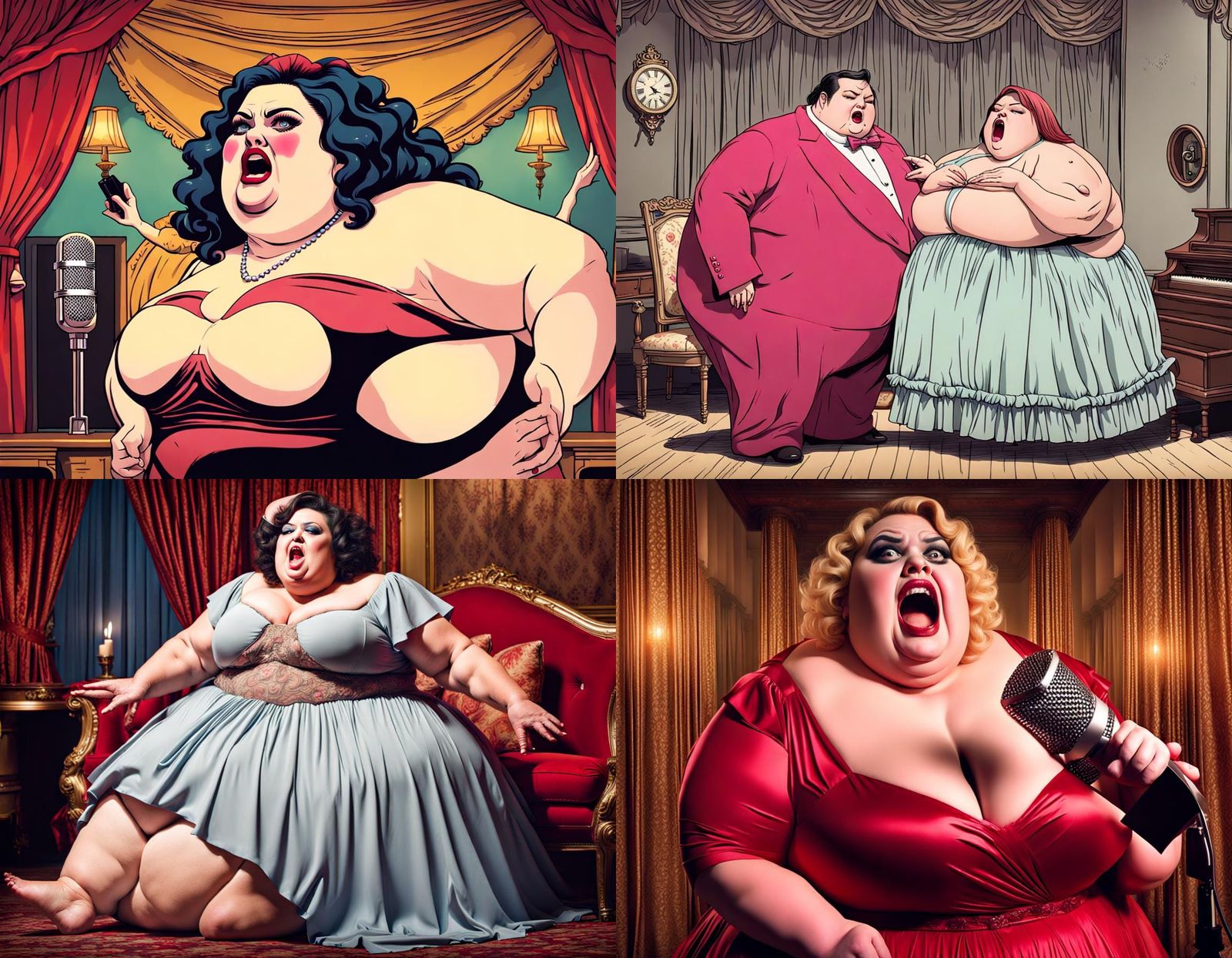 Grotesque 8K Opera Scene Depicts Vocalist Overwhelmed by Fla...