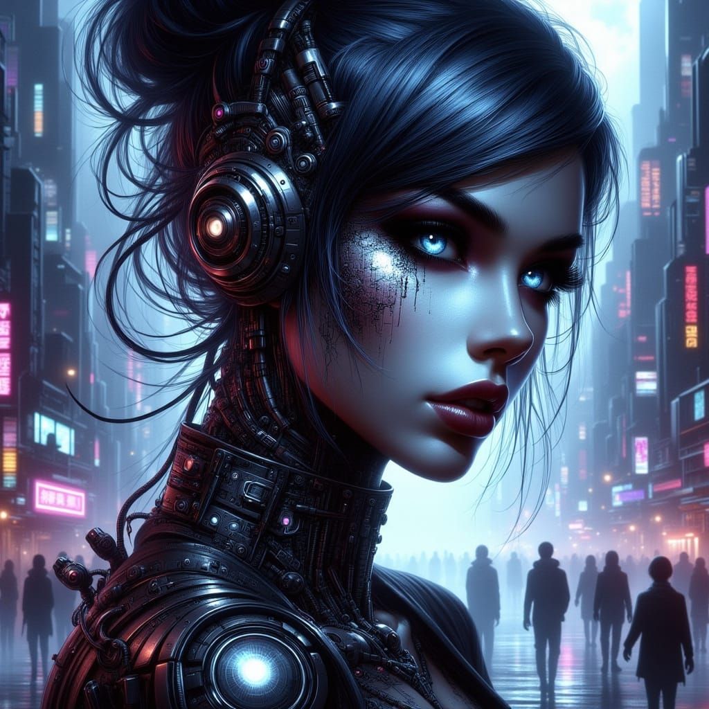 Cyberpunk Woman With Cybernetic Enhancements