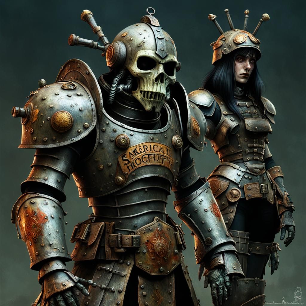 Dark Cyberpunk Soldier in Atompunk Armor