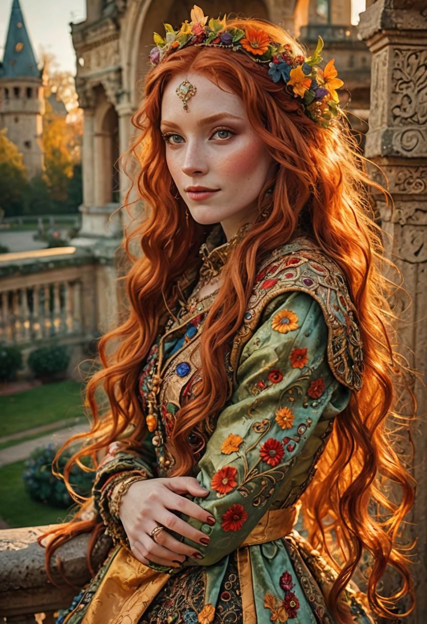 Radiant Faerie Enchantress in Renaissance-Style Coat