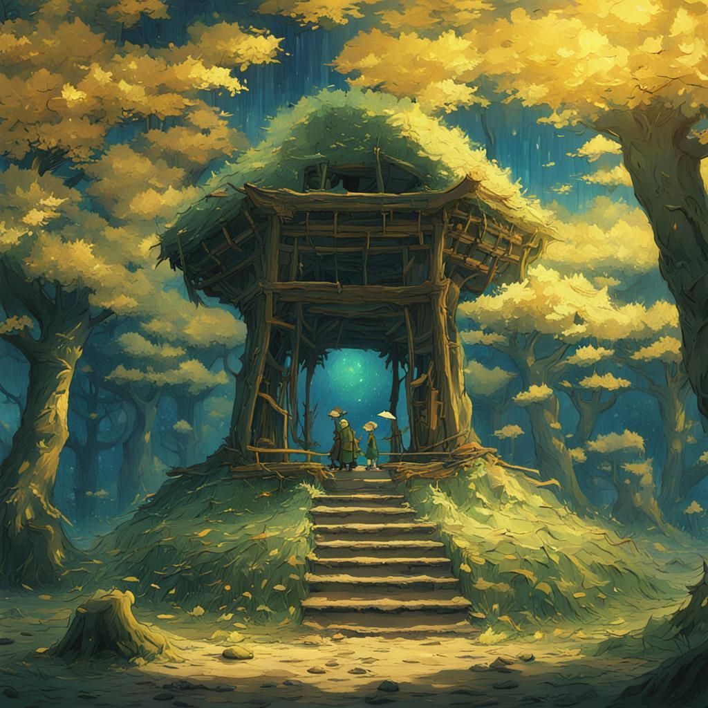 Ethereal Ant Altar in Vibrant Anime Style