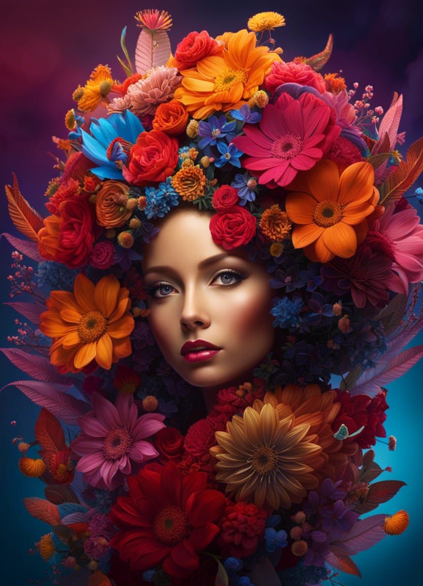 Vibrant Fairy Amidst Blooming Wildflowers